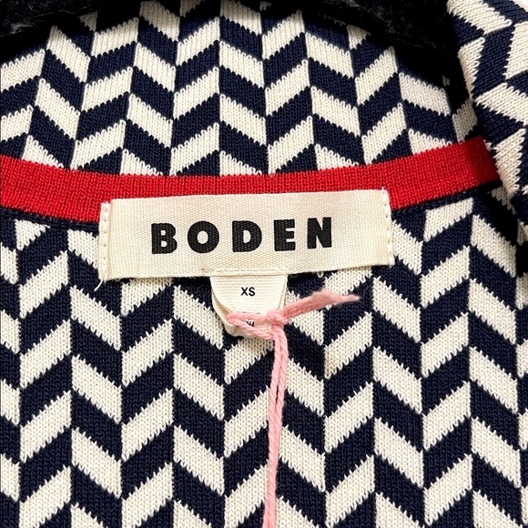 NWT Boden Jacquard Coatigan in Navy Ivory Dogtooth - Picture 9 of 11